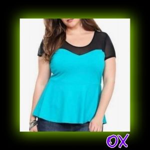 🔥 Teal Mesh Peplum Top